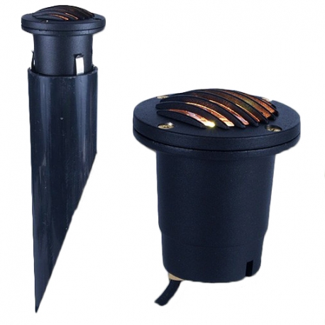 Cast Aluminum 12V LED MR16 Well Light w/ Louvered Face and PVC Sleeve