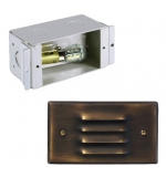 Solid Brass Premium LED Louver Face Mini Recessed Step Light w/ Galvanized Steel Housing