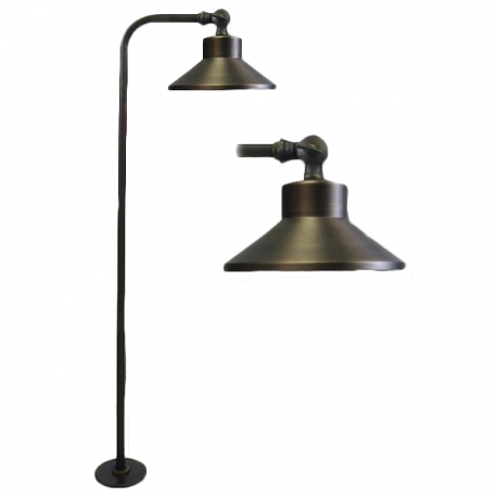 Solid Brass 12V LED Pathway Light - 6.5" Dia. Step Cone Adjustable Head